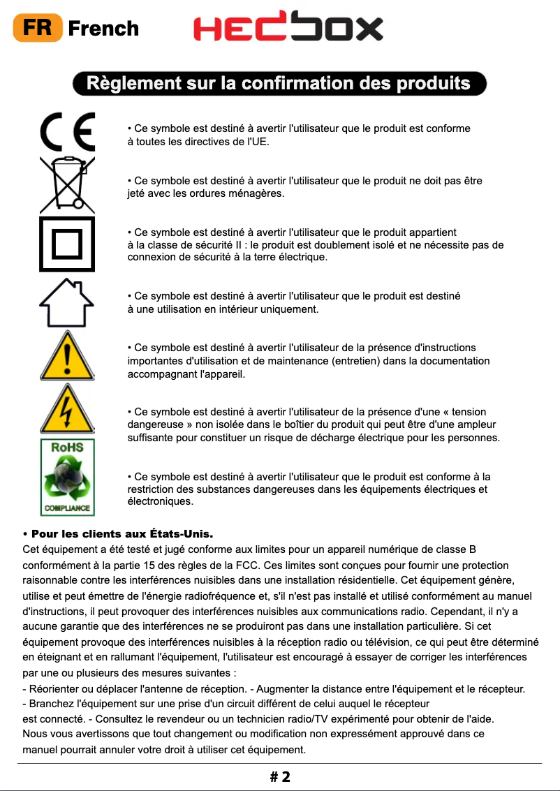 Page 1 de la notice Manuel utilisateur Hedbox UNIX-0B