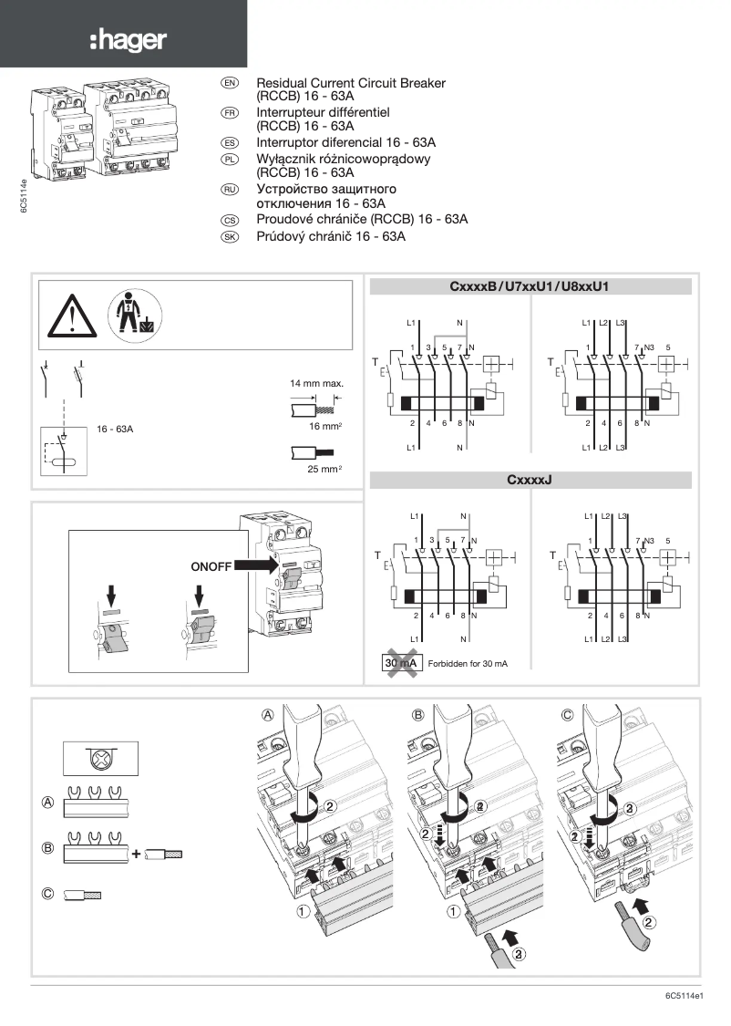 Page 1 de la notice Manuel utilisateur Hager CF425J