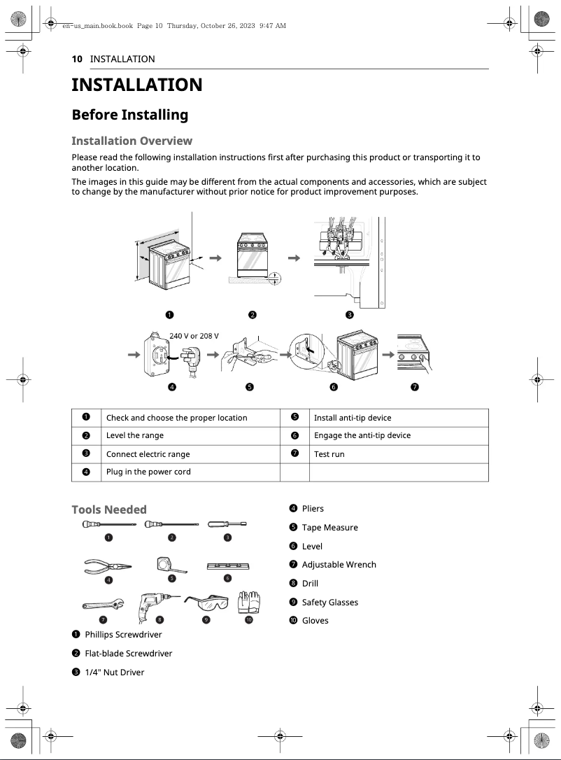 Page 1 de la notice Guide d'installation LG LSEL6330S
