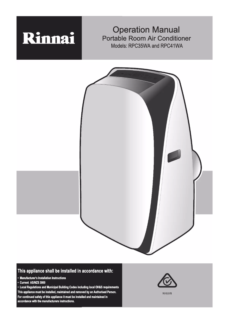 Page 1 de la notice Manuel utilisateur Rinnai RPC41WA