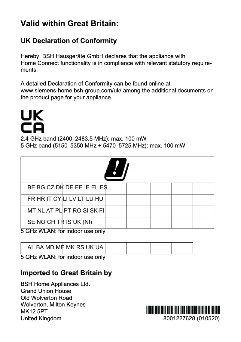 Page 1 de la notice Guide d'installation Siemens SN63HX52CG