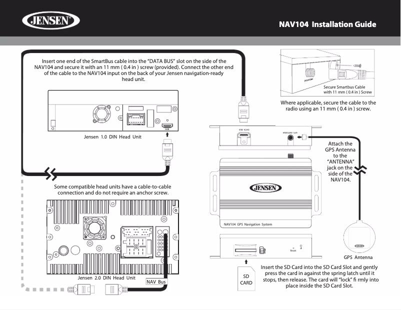 Page n°1 - Guide d'installation Jensen NAV104