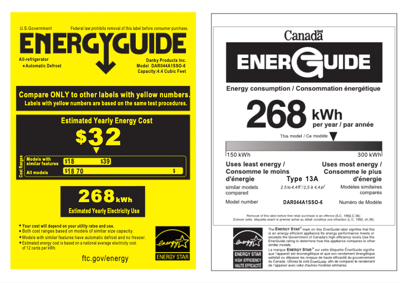 Página 1 del manual Etiqueta energética Danby DAR044A1SSO-6