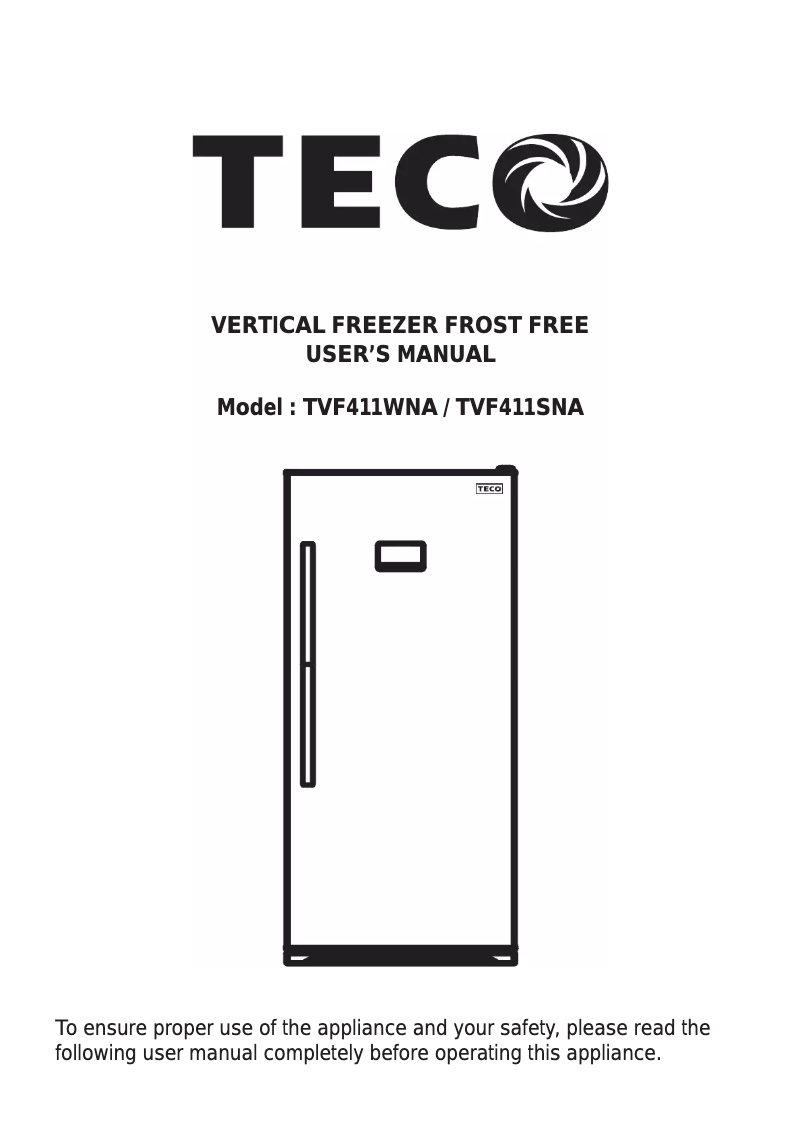 Page n°1 - Manuel utilisateur Teco TVF411WNA