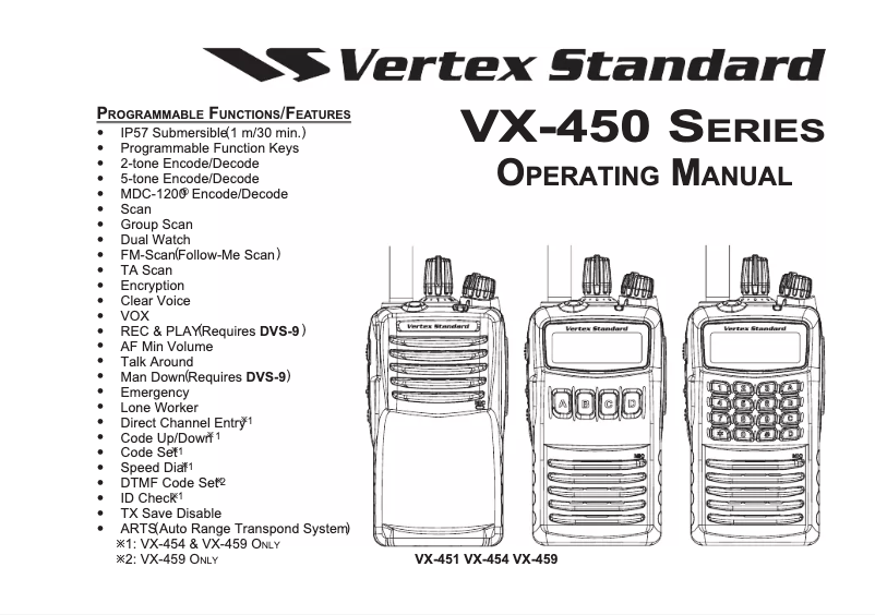 Página 1 del manual Manual de usuario Vertex Standard VX-451