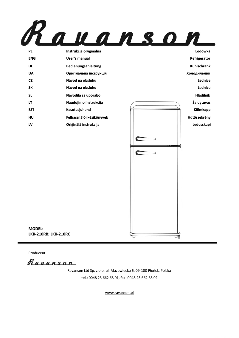Page 1 de la notice Manuel utilisateur Ravanson LKK-210RB