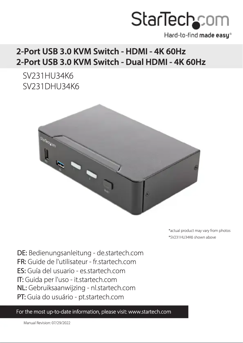 Page n°1 - Manuel utilisateur StarTech.com SV231HU34K6