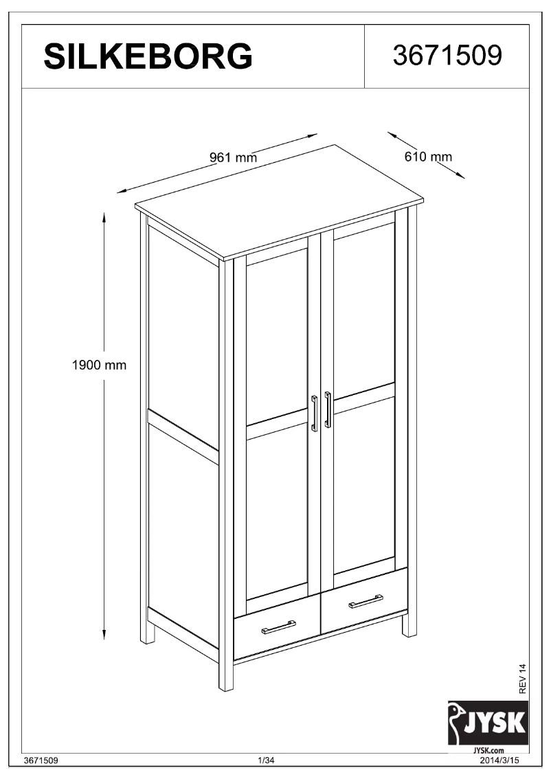 Página 1 del manual Manual de usuario JYSK Silkeborg (97x190x61)