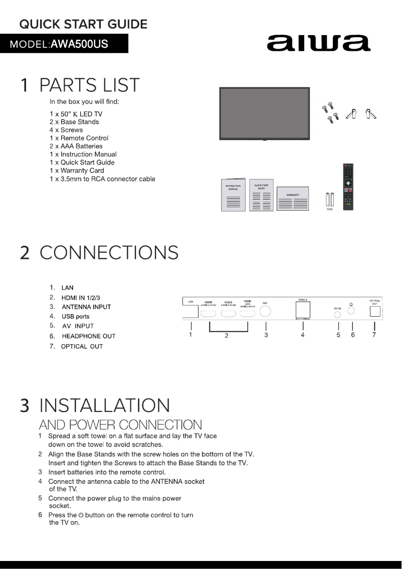 Page 1 de la notice Guide de démarrage rapide Aiwa AWA500US