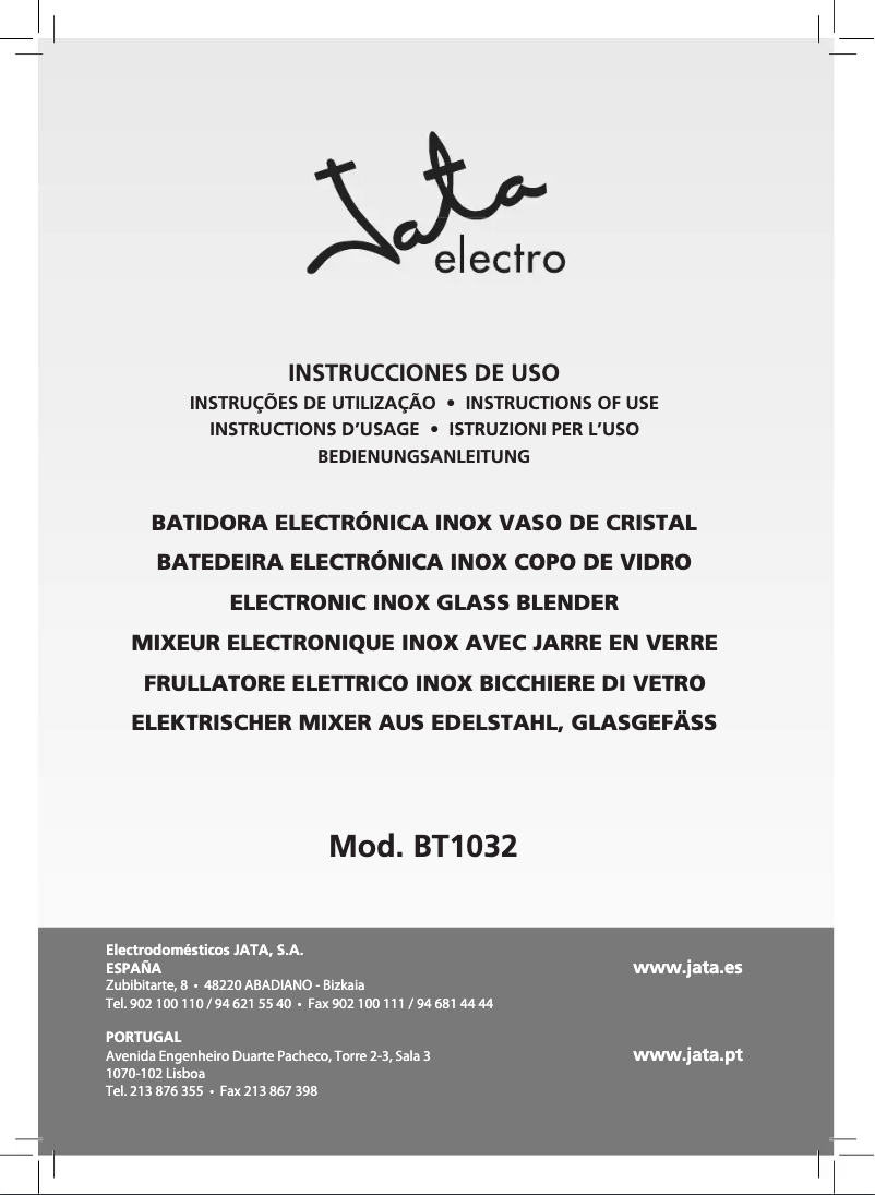 Page n°1 - Manuel utilisateur Jata BT1032