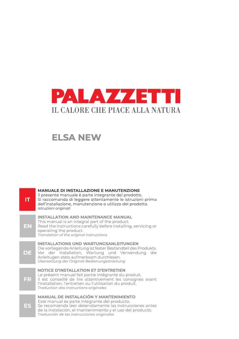 Page n°1 - Manuel utilisateur Palazzetti Elsa air
