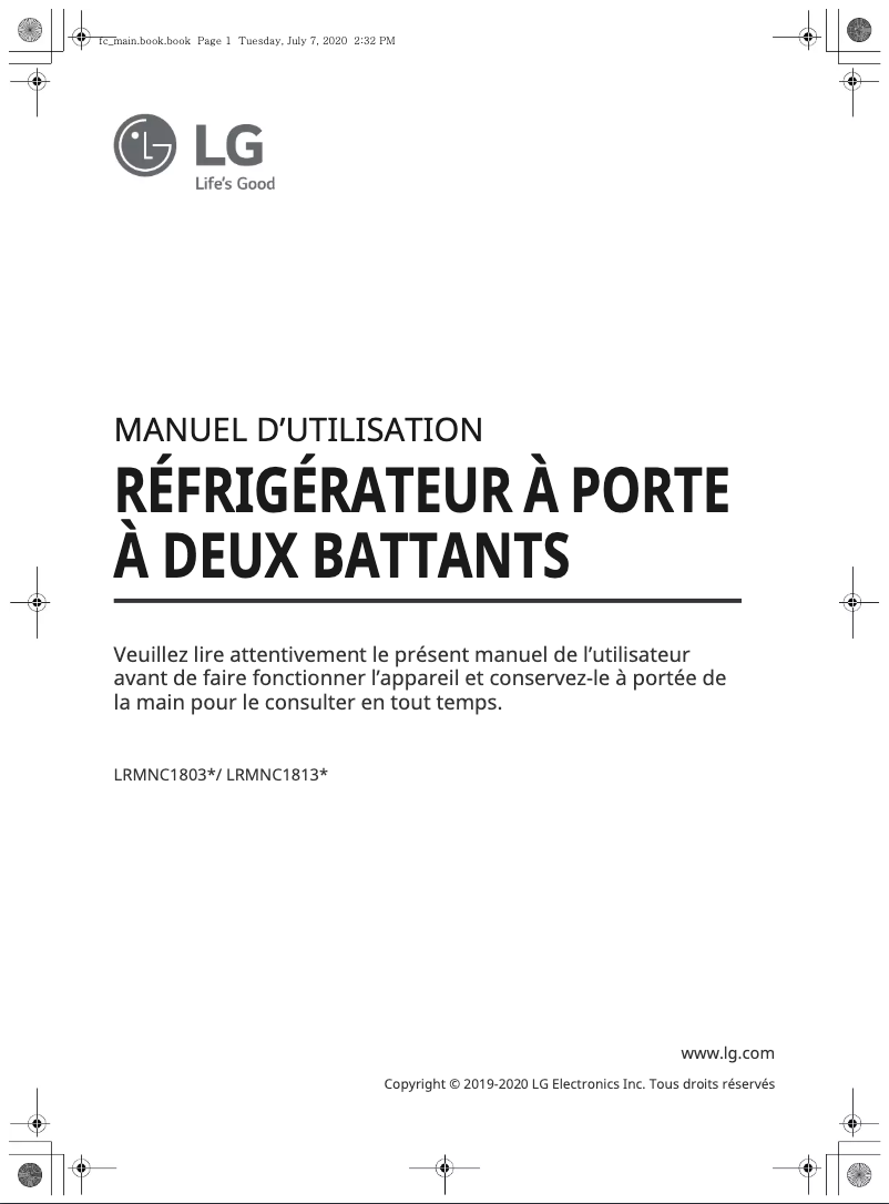 Image de la première page du manuel de l'appareil LRMNC1813S