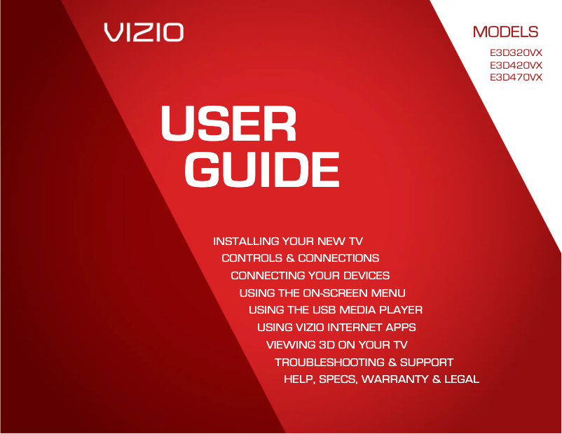 Page 1 de la notice Manuel utilisateur VIZIO E3D420VX
