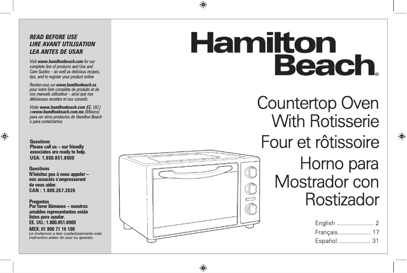 Page 1 de la notice Manuel utilisateur Hamilton Beach 31105D