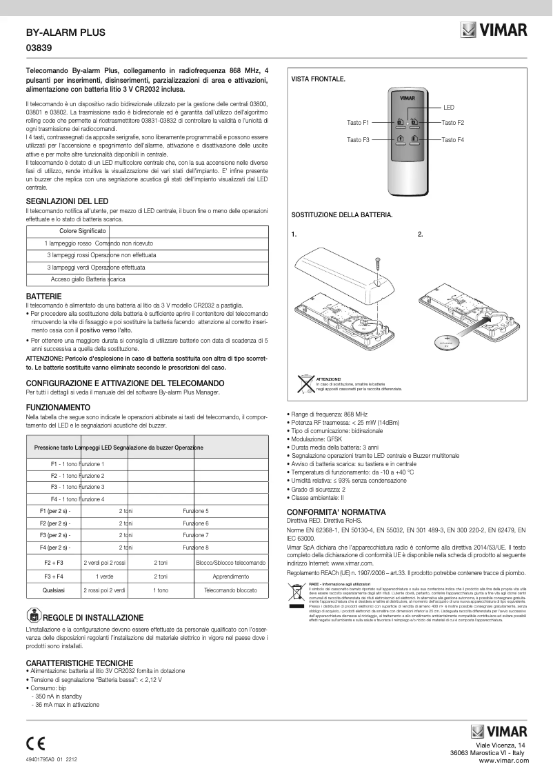 Page 1 de la notice Instructions / montage Vimar 03839
