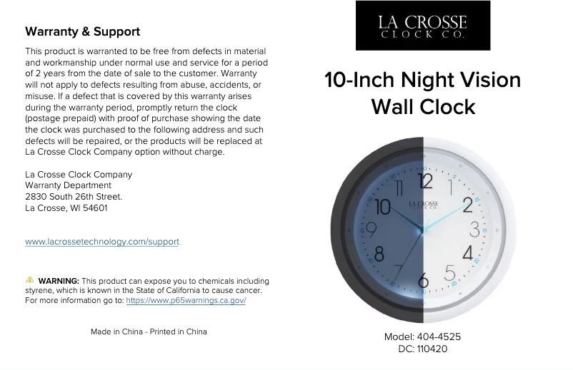 Page 1 de la notice Manuel utilisateur La Crosse Technology 404-4525