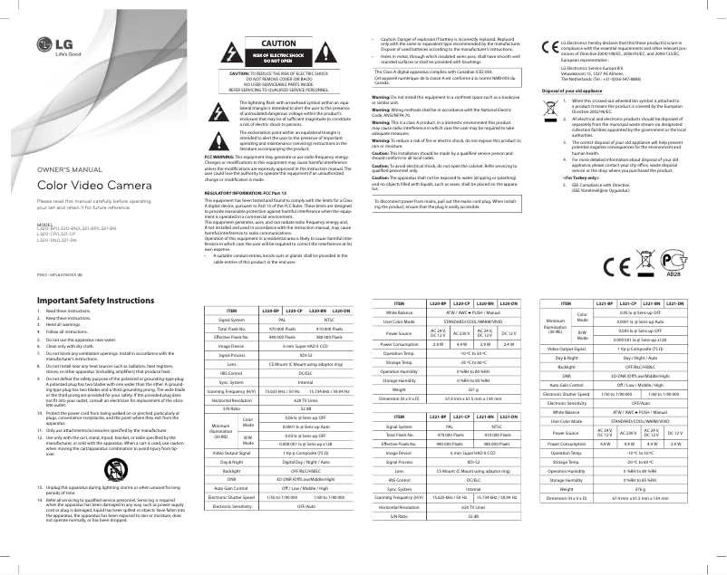 Image de la première page du manuel de l'appareil L320