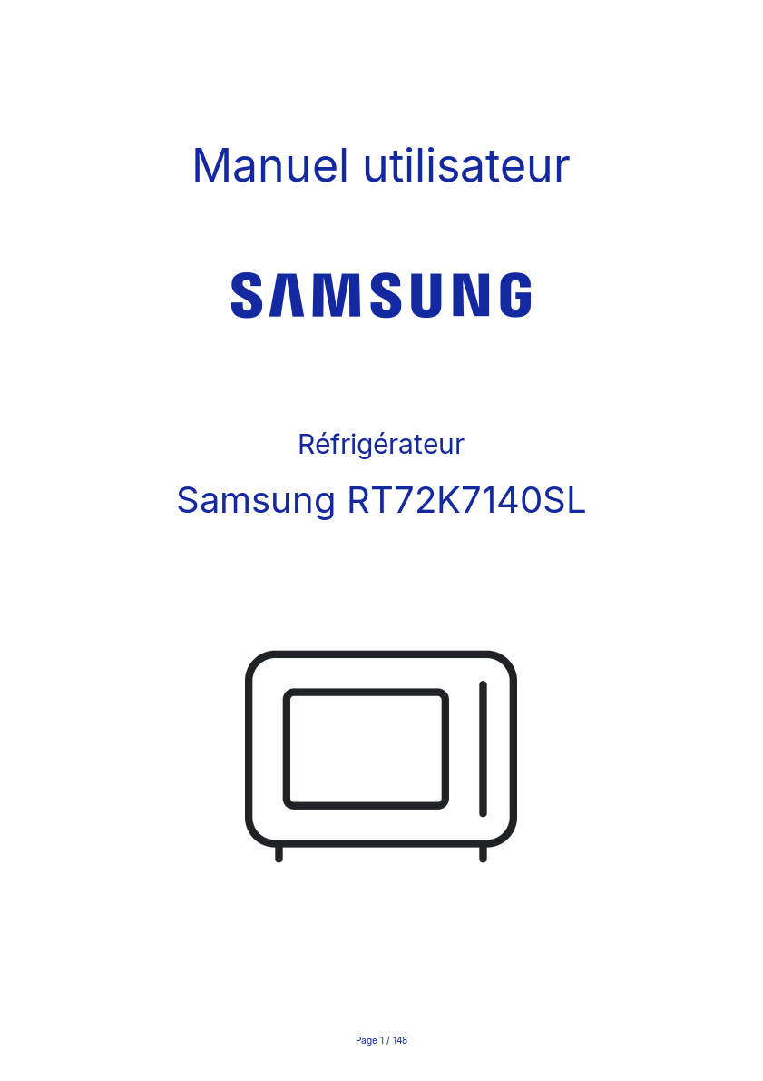 Page n°1 - Manuel utilisateur Samsung RT72K7140SL