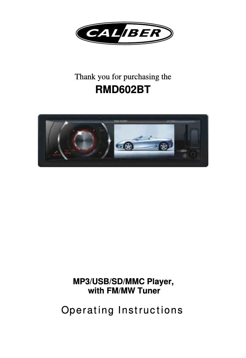 Page n°1 - Manuel utilisateur Caliber RMD 602BT
