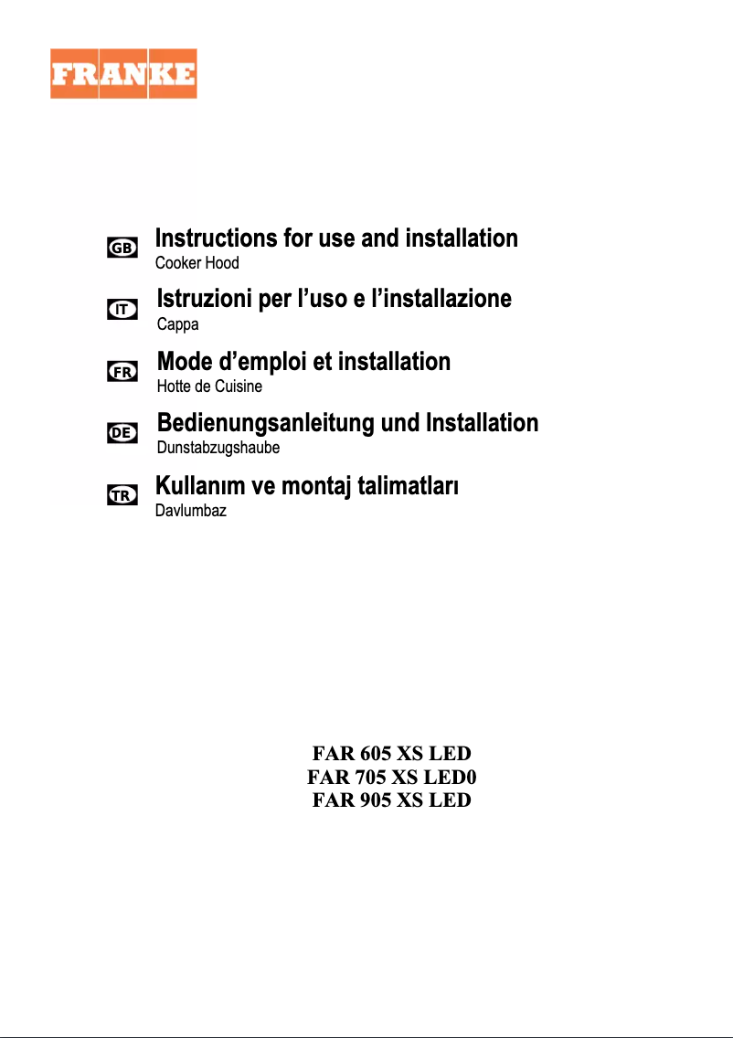 Page 1 de la notice Manuel utilisateur Franke FAR 705 XS LED
