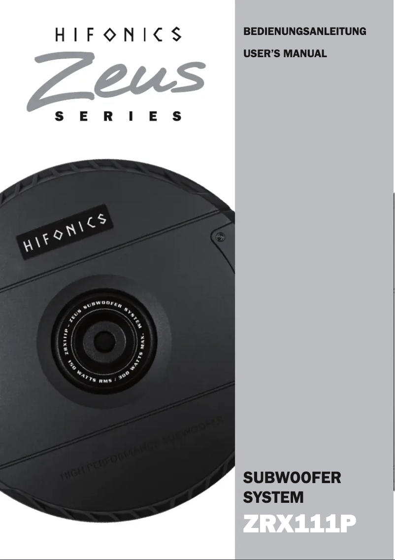 Page 1 de la notice Manuel utilisateur Hifonics Zeus ZRX111P