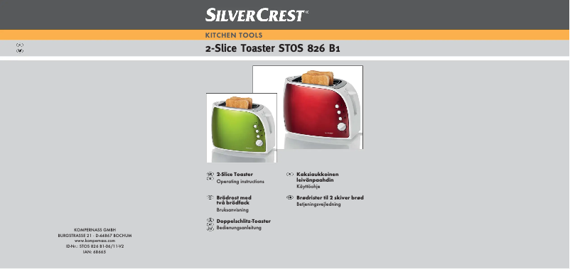 Page n°1 - Manuel utilisateur SilverCrest STOS 826 B1