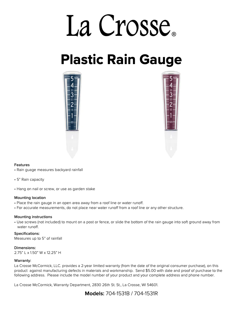 Página 1 del manual Manual de usuario La Crosse Technology 704-1531B