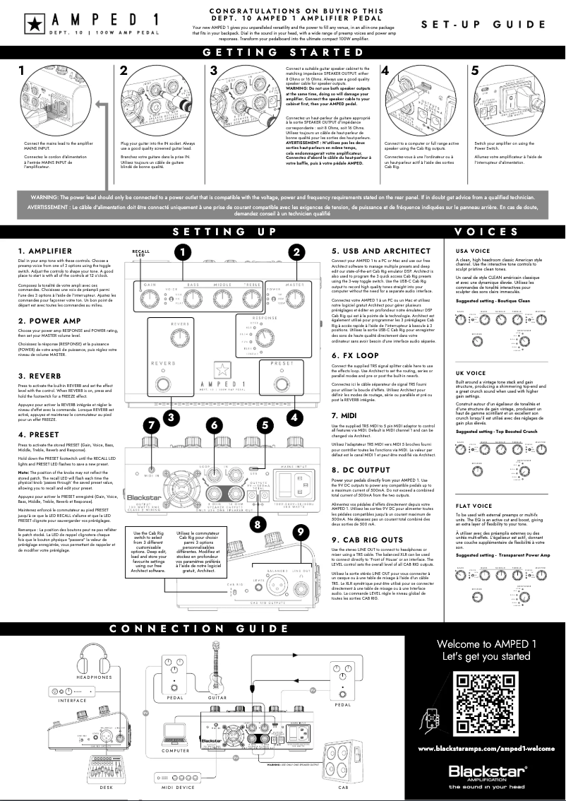Page n°1 - Manuel utilisateur Blackstar AMPED 1