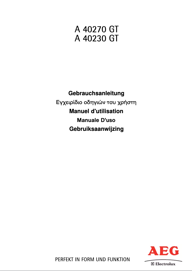 Page n°1 - Manuel utilisateur AEG-Electrolux Arctis 40270GT