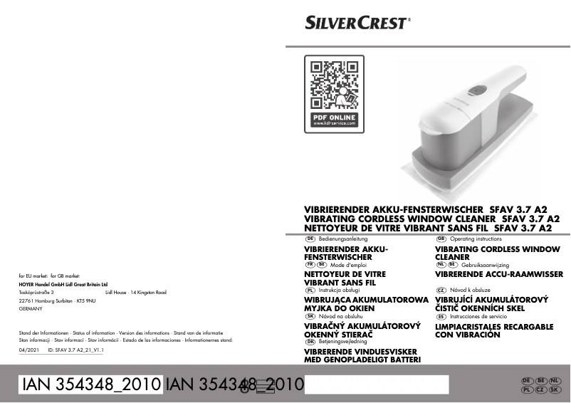 Página 1 del manual Manual de usuario SilverCrest SFAV 3.7 A1