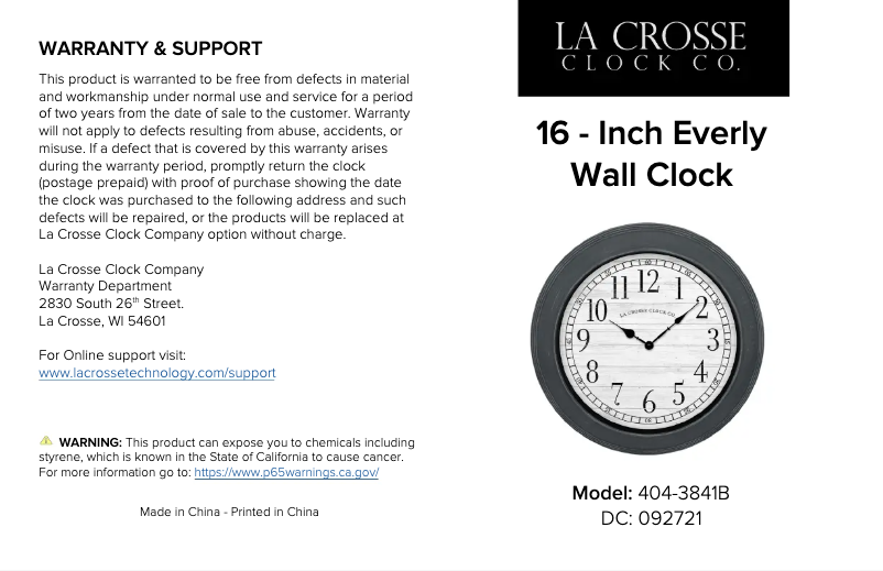 Page 1 de la notice Manuel utilisateur La Crosse Technology 404-3841B