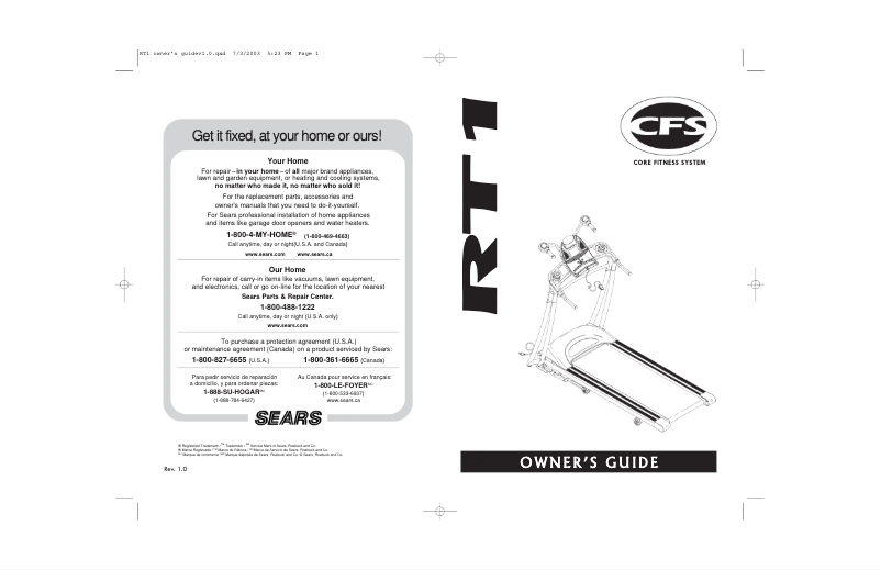 Image de la première page du manuel de l'appareil RT1