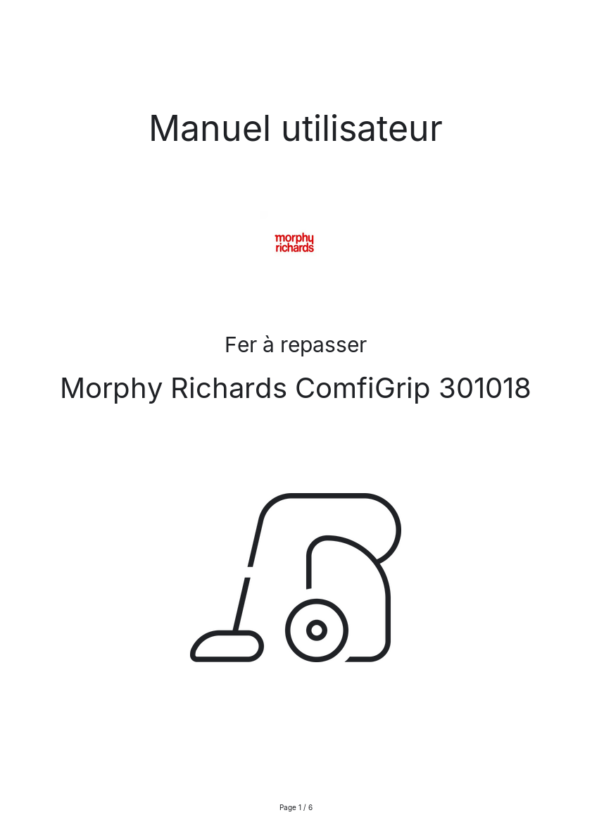 Image de la première page du manuel de l'appareil ComfiGrip 301018