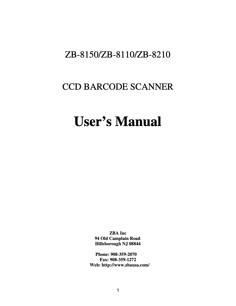 Image de la première page du manuel de l'appareil ZB-8150