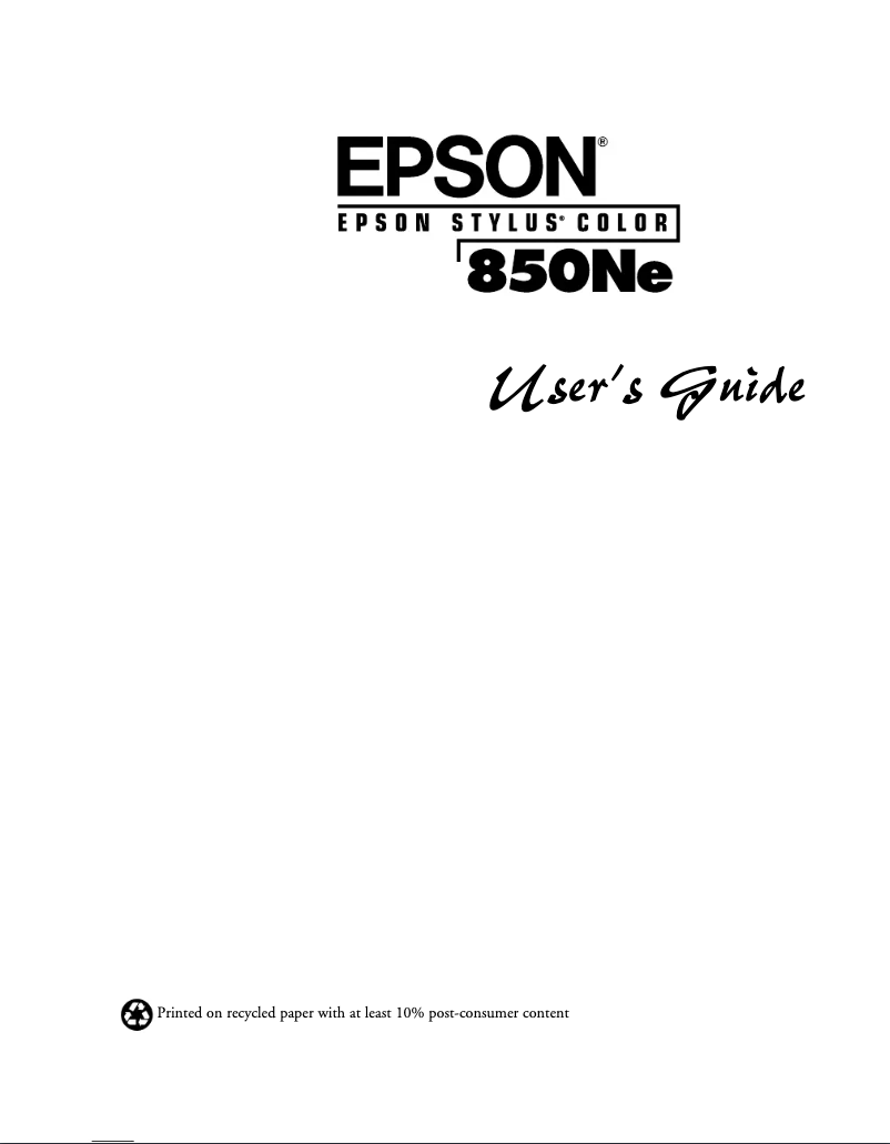 Page n°1 - Manuel utilisateur Epson Stylus Color 850Ne