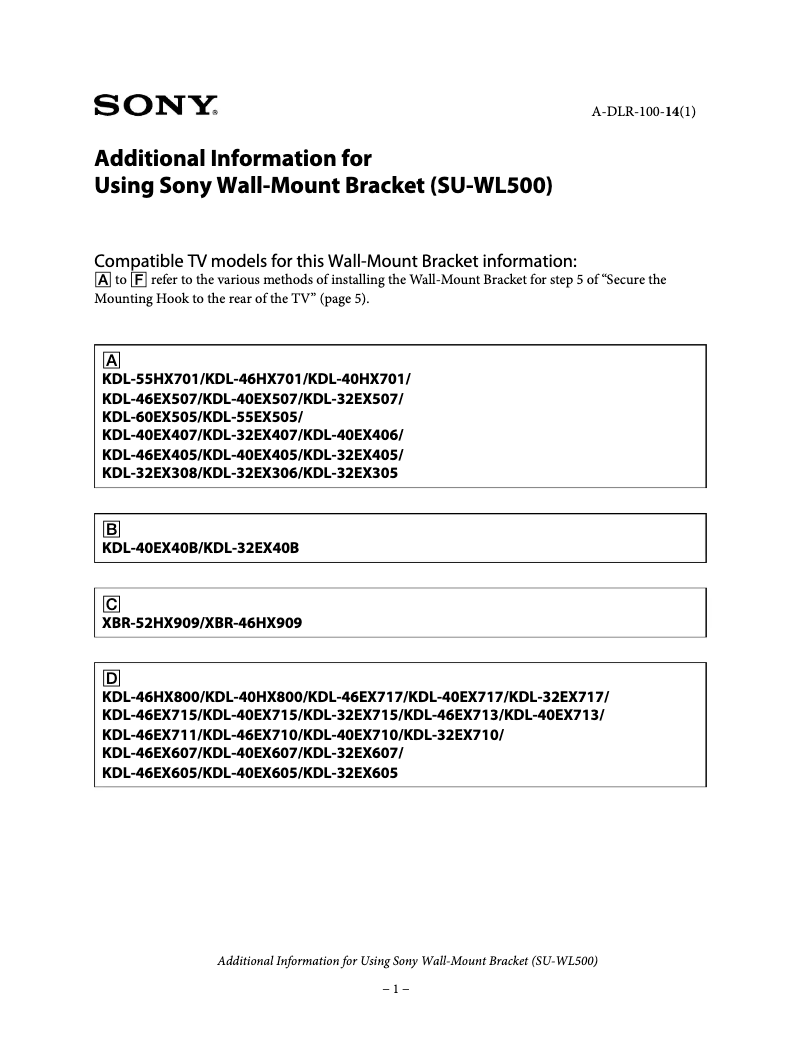 Image de la première page du manuel de l'appareil KDL-55HX700