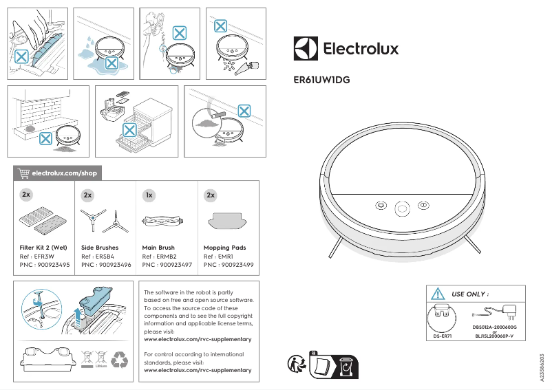 Page 1 de la notice Manuel utilisateur Electrolux ER61UW1DG