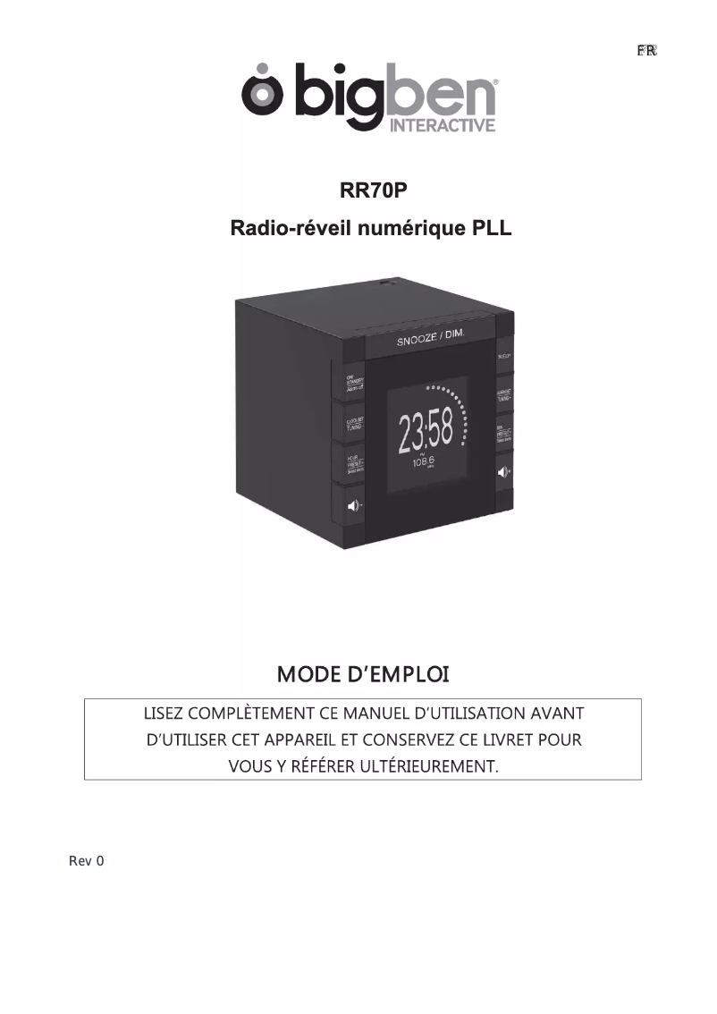 Image de la première page du manuel de l'appareil RR70P