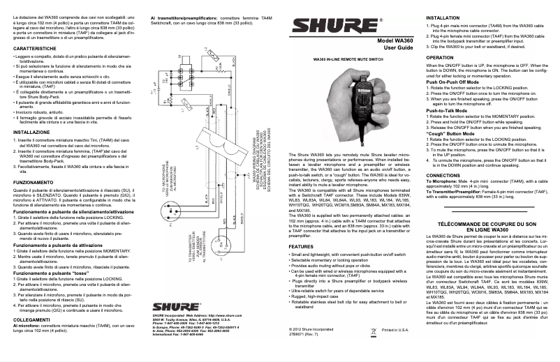 Imagen de la primera página del manual del dispositivo WA360