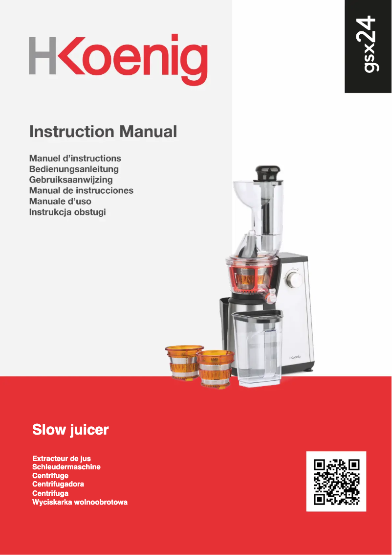 Page 1 de la notice Manuel utilisateur H.Koenig GSX24