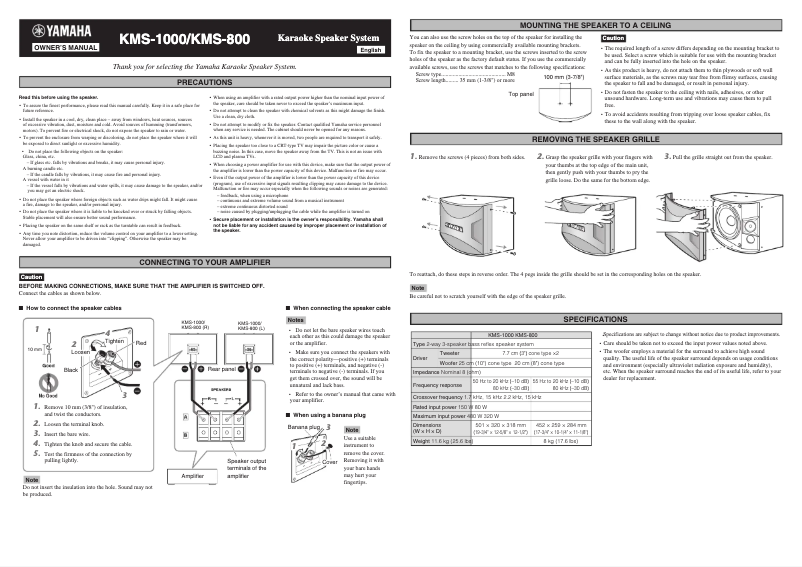 Image de la première page du manuel de l'appareil KMS-800