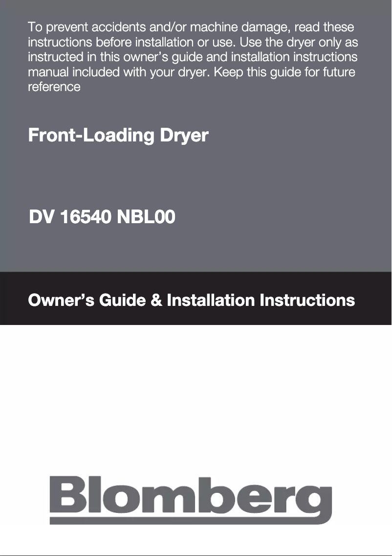 Page 1 de la notice Manuel utilisateur Blomberg DV 16540 NBL00