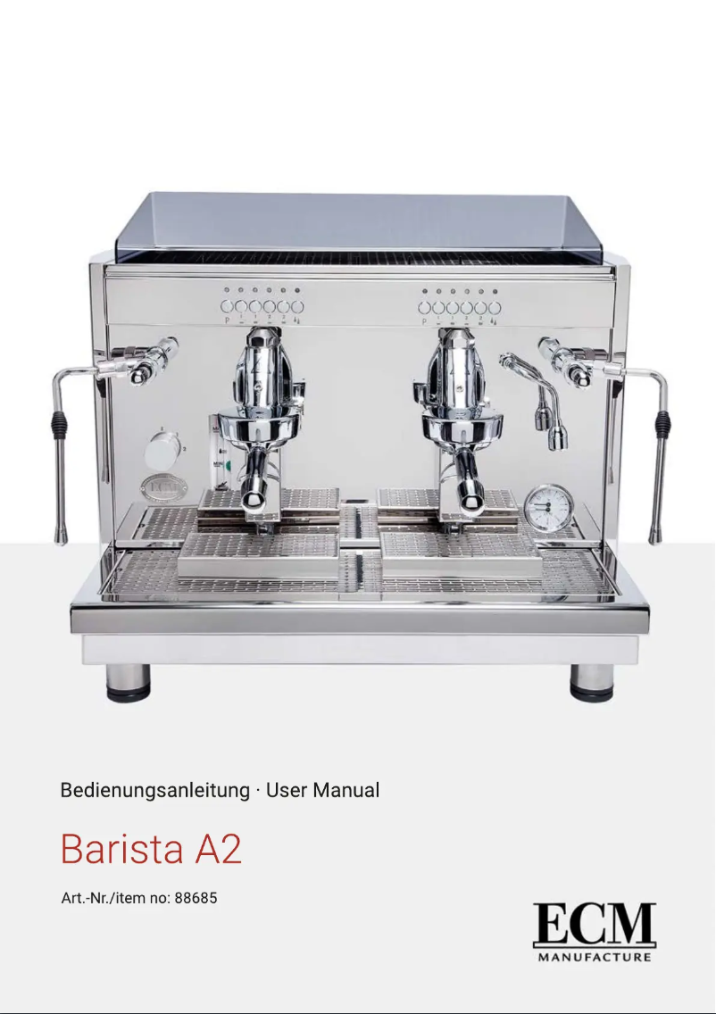 Page n°1 - Manuel utilisateur ECM Barista A2