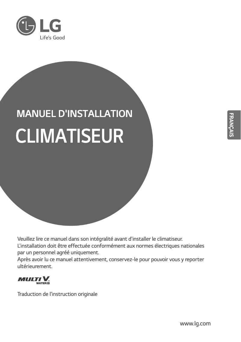 Image de la première page du manuel de l'appareil MULTI V ARWN080LAS4