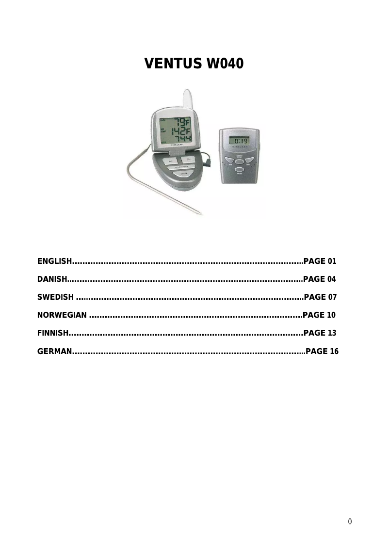 Page n°1 - Manuel utilisateur Ventus W040