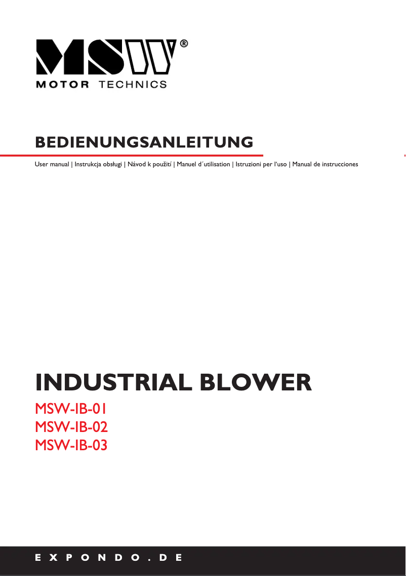 Page n°1 - Manuel utilisateur MSW MSW-IB-03