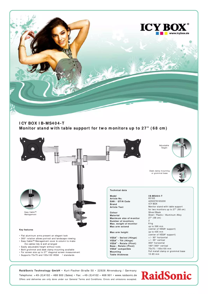 Page 1 de la notice Fiche technique Icy Box IB-MS404-T