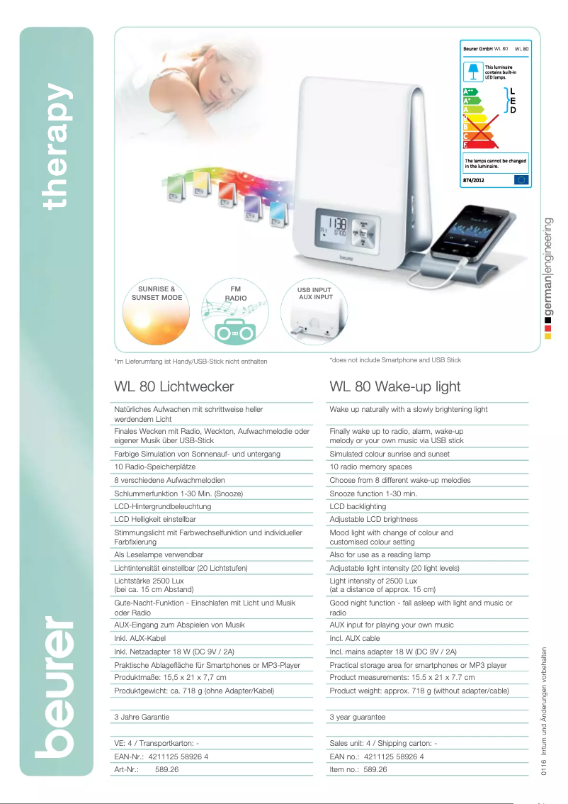 Page n°1 - Fiche technique Beurer WL 80