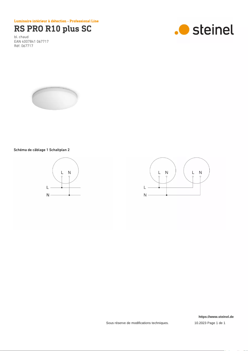 Image de la première page du manuel de l'appareil RS PRO R10 Plus SC