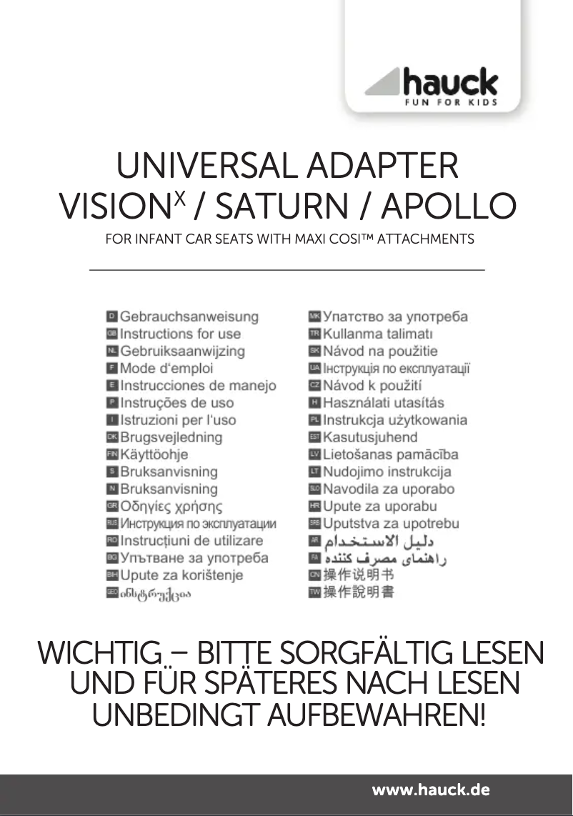 Page n°1 - Manuel utilisateur Hauck Universal Adapter